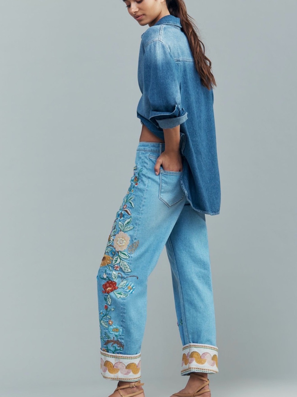 Driftwood High-Rise Cuffed Barrel Jeans - Picture 3 of 5